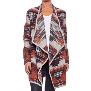 Lucky Brand Aztec Pattern Open Front Cardigan Sweater Multicolor Size M NWT